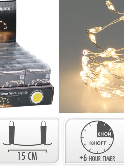 ŁAŃCUCH LED 66LED WW 1M TIMER NA BATERIE