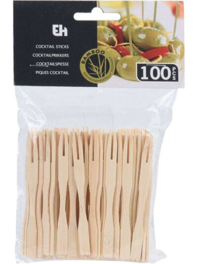 KOMPLET 100 SZTUK WIDELCZYKÓW DO PRZYSTAWEK BAMBUSOWYCH 8,5CM