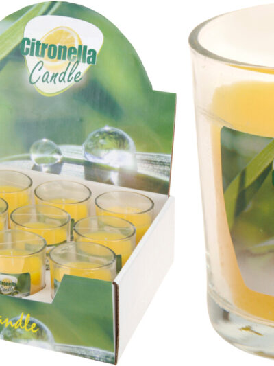 ŚWIECA CTRONELLA W SZKLANYM NACZYNIUANTYKOMAROWA