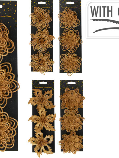 KWIAT NA KLIPIE KOMPLET 3SZTUK BROKATOWE