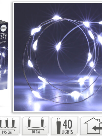 ŁAŃCUCH LED 40L BIAŁY WEWNĘTRZNE 195CMTIMER 3x AA 1,5V NA BATERIE