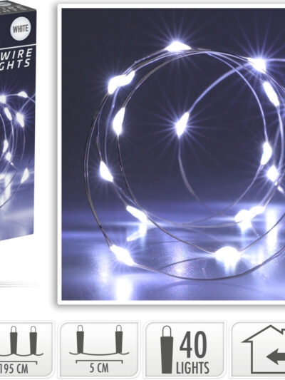 ŁAŃCUCH LED 40L BIAŁY WEWNĘTRZNE 195CMNA BATERIE