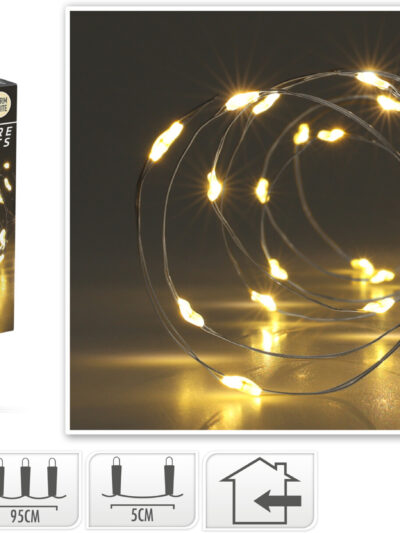 ŁAŃCUCH LED 20LED CIEPŁA BIEL WEWNĘTRZN95CM NA BATERIE