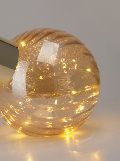 BOMBKA ŚWIĄTECZNA Z LED 20CM BURSZTYNOWA