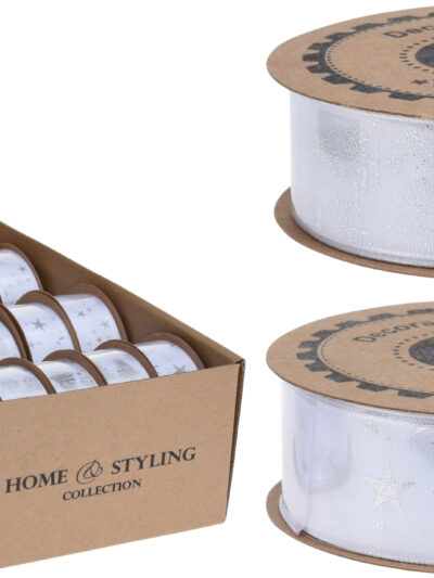 Wstążka 2,5cmX5m biały srebrny