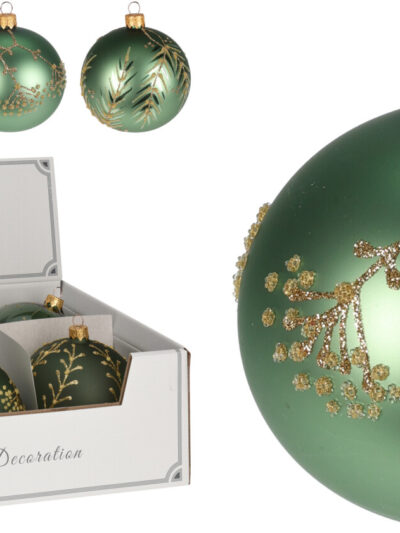 BOMBKA ŚWIĄTECZNA 10cm ZIELONA 4 RODZAJ