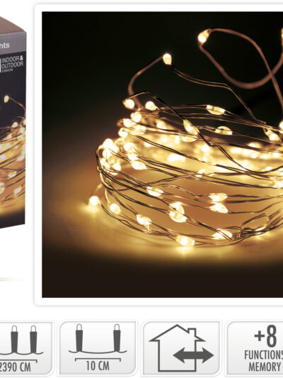 ŁAŃCUCH LED 240 LED CIEPŁA BIAŁA +8funkcji 239m