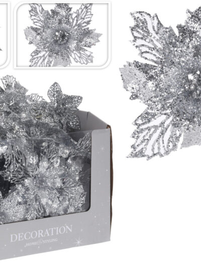 KWIAT na druciku 21cm SREBRNY2wzory