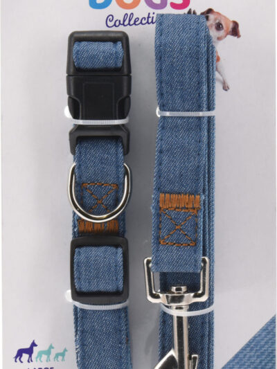 OBROŻA DLA PSA ZE SMYCZĄ DENIM