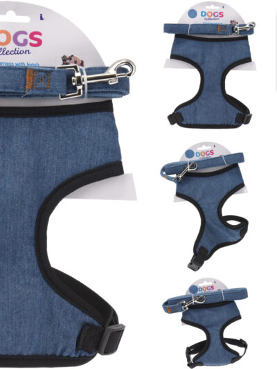 SZELKI DLA PSA ZE SMYCZĄ DENIM