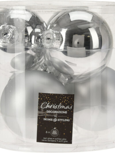 Komplet 6 BOMBEK 8CM SREBRNE