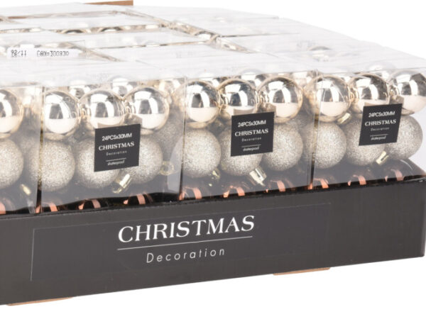 Bombka świąteczna 24sztuki 3cm bursztynowa