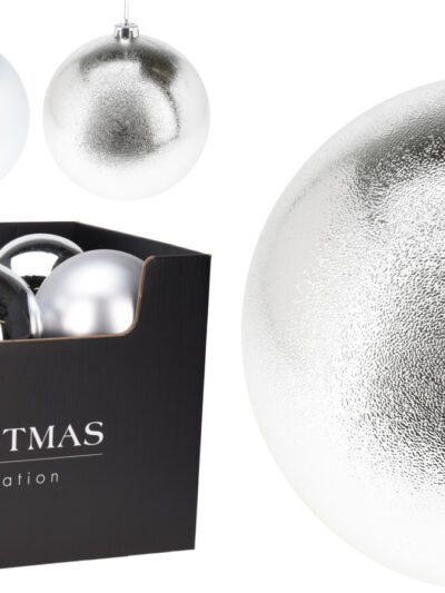 Bombka świąteczna 180mm srebrna 3ass