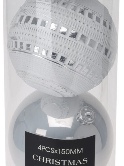 Bombka świąteczna 4sztuki 15cm srebrna