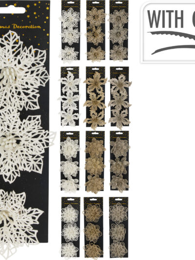 Kwiat na klipsie z brokatem