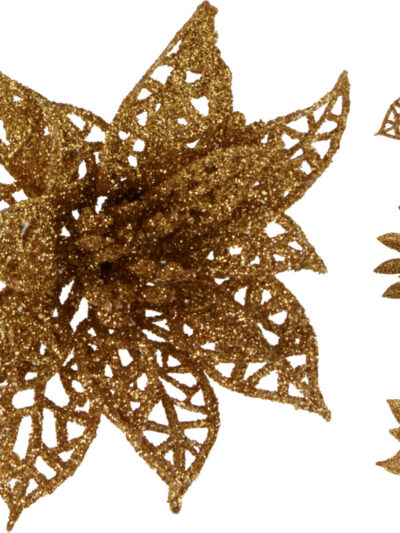 Komplet 4 KWIATÓW NA KLIPSIE Z BROKATEM