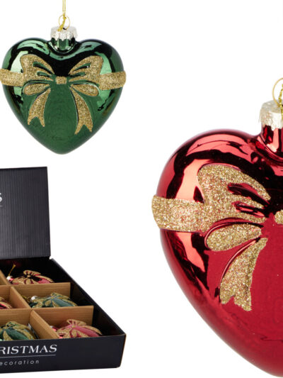 Bombka serce z kokardką 100MM KOKARDKA 2