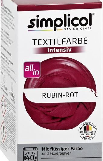 SIMPLICOL Barwnik do tkanin INTENSIV RUBIN-CZERWONY 560g