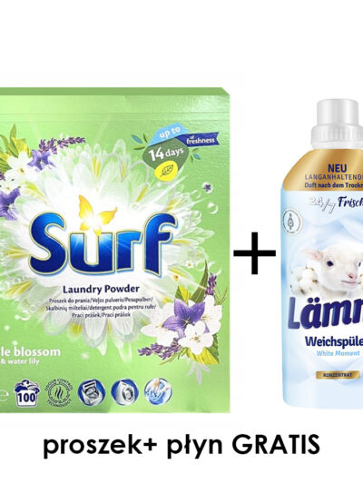 SURF proszek do prania 5kg Apple Blossom 100p+gratis płyn do płukania 1l