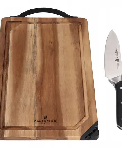 ZWIEGER OPTIMA Deska akacjowa z nożem iostrzałką