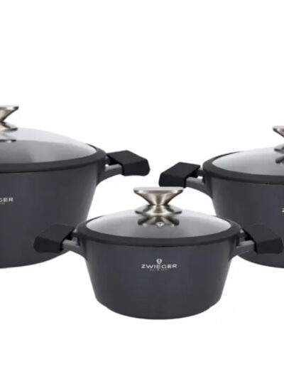 ZWIEGER BLACK STONE Komplet 6el garnków20cm-2L/24cm-3,5L/28-5,5L