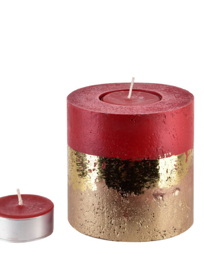 ŚWIECA LAMPION WALEC OMBRE RED 120