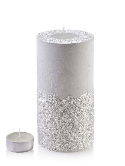 ŚWIECA LAMPION WALEC 120X240 DIAMENT BIAŁY PORCELANA