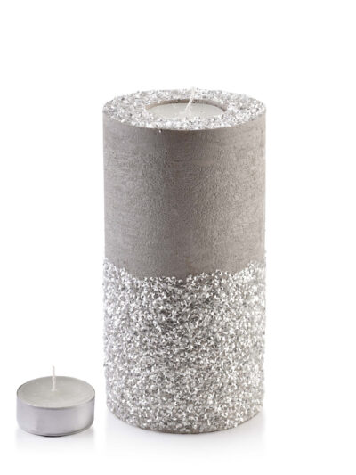 ŚWIECA LAMPION WALEC 120X240 DIAMENT LEN BIAŁY