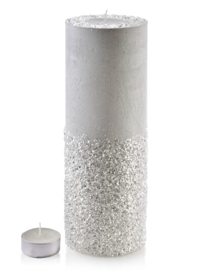 ŚWIECA LAMPION WALEC 120X360 DIAMENT BIAŁY PORCELANA